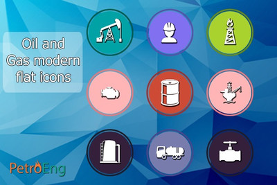 Oil and gas psd & png modern flat icons